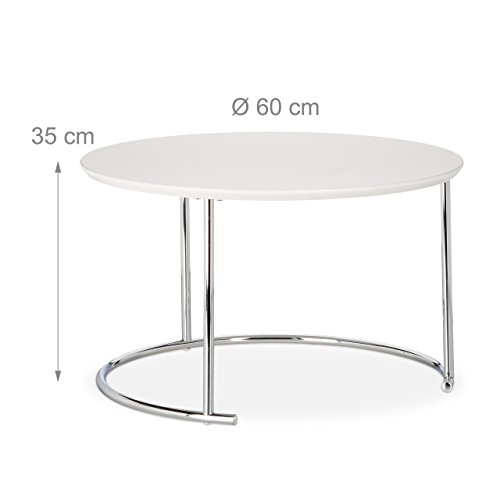 Relaxdays-Table-Gigogne-Set-de-2-Table-de-Salon-Petite-Ronde-Mate-Table-Basse-Bois-Mtal-Chrom-60x60-cm-Blanc-0-0