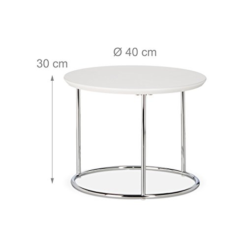 Relaxdays-Table-Gigogne-Set-de-2-Table-de-Salon-Petite-Ronde-Mate-Table-Basse-Bois-Mtal-Chrom-60x60-cm-Blanc-0-1