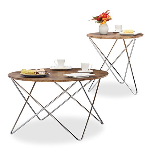 Relaxdays-Table-dappoint-ronde-table-basse-en-bois-look-vintage-pieds-croiss-cadre-en-mtal-0
