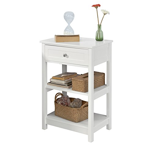 SoBuy-FBT46-W-Table-de-Chevet-Bout-de-Canap-Table-dAppoint-avec-1-tiroir-et-2-tagres-de-Rangement-Blanc-0