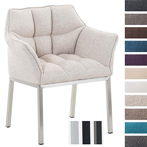 CLP-Fauteuil-Lounge-Octavia-avec-Accoudoirs-et-Revtement-en-Tissu-Support-Mtal--4-Pieds-Hauteur-de-lAssise-49-cm-Sige-de-Bar-Rembourr-pour-Salle--Manger-Couleur-au-Choix-0