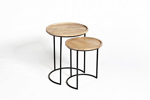 LIFA-LIVING-Luna-Table-Gigogne-Bois-Table-Gignogne-Scandinave-en-Bois-et-Cadre-en-Metal-Noir-Table-Basse-Ronde-Table-dAppoint-0