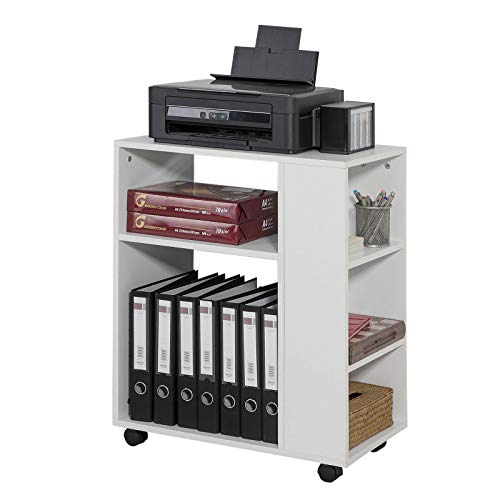 SoBuy-FBT68-W-Bout-de-Canap-Table-Roulante-avec-tagres-de-Rangement-Bibliothque--roulettes-0