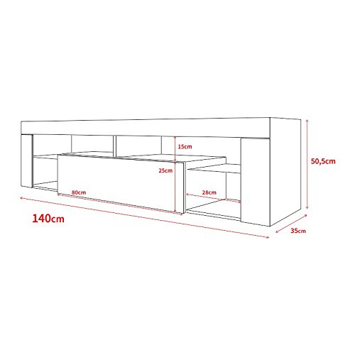 Hestia-Meuble-TV-140-cm-Blanc-Mat-Fronts-Blanc-Brillant-avec-lclairage-LED-0-2