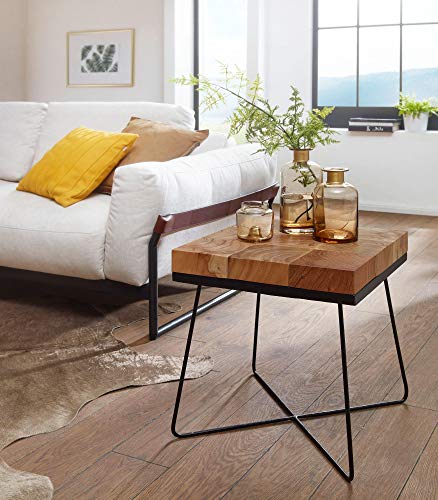 FineBuy-Table-dappoint-Bois-MassifMtal-Acacia-45-x-51-x-45-cm-Table-Basse-Salon-Bout-de-canap-est-Table-de-Salon-Table-en-Bois-carr-0-0
