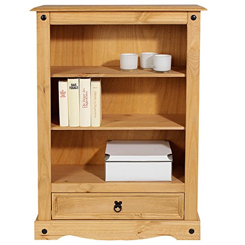 IDIMEX-Bibliothque-Salsa-tagre-en-Bois-Style-Mexicain-avec-2-tablettes-et-1-tiroir-en-pin-Massif-Finition-teintecire-0-0