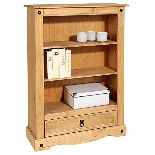 IDIMEX-Bibliothque-Salsa-tagre-en-Bois-Style-Mexicain-avec-2-tablettes-et-1-tiroir-en-pin-Massif-Finition-teintecire-0