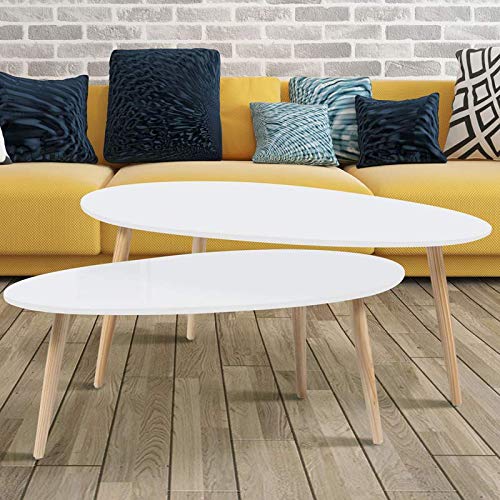 IDMarket-Lot-de-2-Tables-Basses-gigognes-laques-Blanc-scandinave-0-0