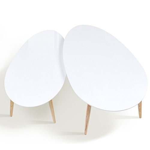 IDMarket-Lot-de-2-Tables-Basses-gigognes-laques-Blanc-scandinave-0-1