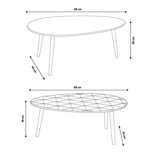 IDMarket-Lot-de-2-Tables-Basses-gigognes-laques-Gris-Motifs-Blanc-Jaune-Gris-0-2