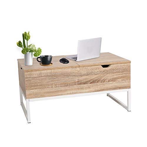 Table-Basse-Relevable-avec-2-Compartiments-Table-Dappoint-Relevable-avec-Espace-de-Rangement-et-tagre-Table-Basse-Design-Fonctionnel-Rglable-en-Hauteur-Table-Basse-de-Salon-0-0