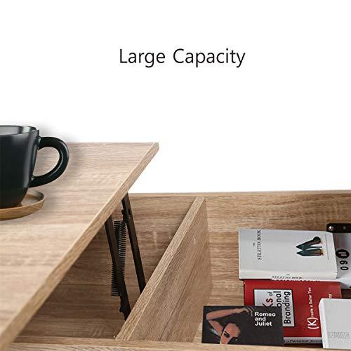 Table-Basse-Relevable-avec-2-Compartiments-Table-Dappoint-Relevable-avec-Espace-de-Rangement-et-tagre-Table-Basse-Design-Fonctionnel-Rglable-en-Hauteur-Table-Basse-de-Salon-0-1
