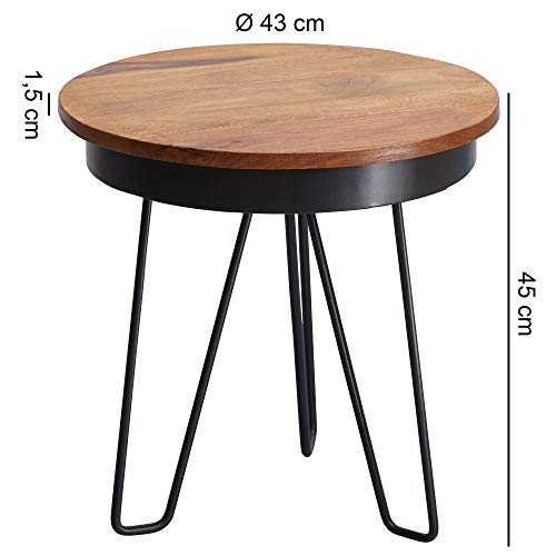 FineBuy-Table-dappoint-Bois-MassifMtal-Sheesham-43-x-45-x-43-cm-Table-Basse-Salon-Bout-de-canap-est-Table-de-Salon-Table-en-Bois-Rond-0-2