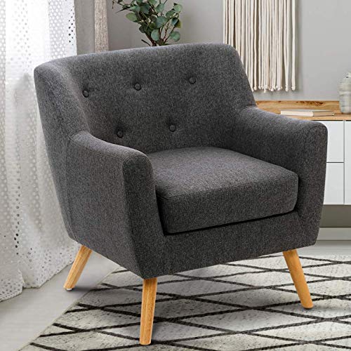 IDMarket-Fauteuil-scandinave-en-Tissu-Gris-Anthracite-0-0