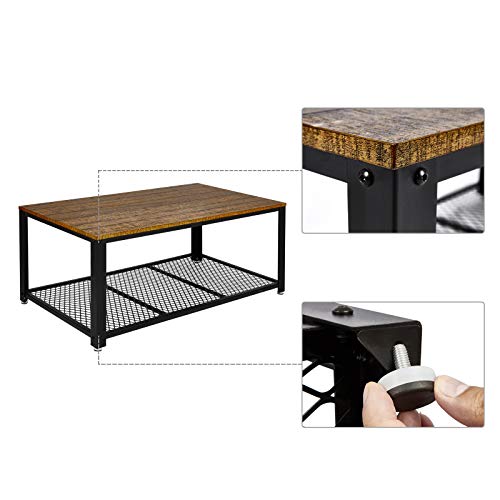 Meerveil-Table-Basse-Industrielle-Table-de-Salon-Style-Vintage-Industriel-Veinure-du-Bois-et-Armature-de-Mtal-pour-Salon-Cuisin-Chambre-106-x-60-x-45-cm-0-2