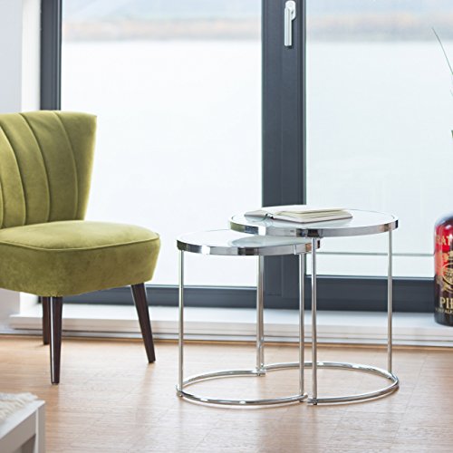 Relaxdays-Tables-gigognes-Rondes-Cadre-chrom-Lot-de-2-Design-Moderne-en-Verre-givr-Table-dappoint-dextrmit-des-Tables-en-MTAL-Argent-0-0