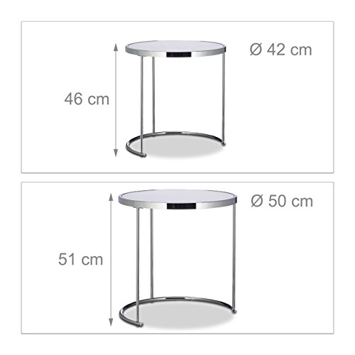 Relaxdays-Tables-gigognes-Rondes-Cadre-chrom-Lot-de-2-Design-Moderne-en-Verre-givr-Table-dappoint-dextrmit-des-Tables-en-MTAL-Argent-0-1