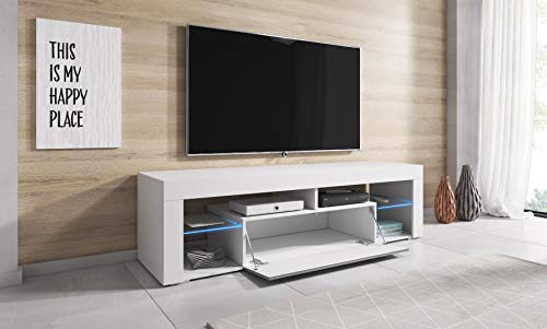 E-com-Titan-Meuble-TV-Bas-avec-LED-BlancGris-140-cm-0-2