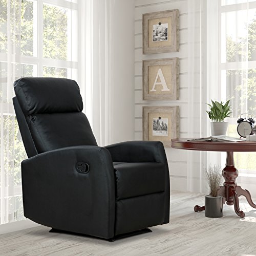 Homcom-Fauteuil-de-Relaxation-inclinable-180-avec-Repose-Pied-Ajustable-Simili-Cuir-Noir-0-0