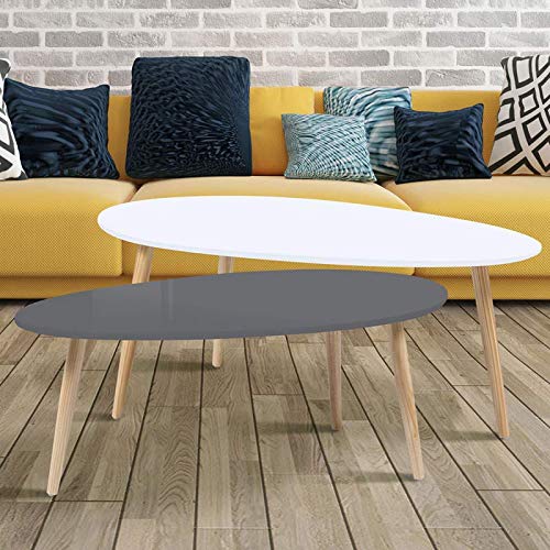 IDMarket-Lot-de-2-Tables-Basses-gigognes-laques-PM-Gris-GM-Blanc-scandinave-0-0