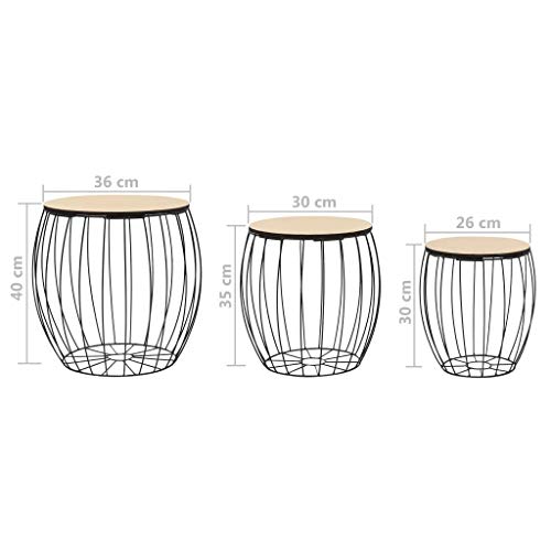 Festnight-Tables-gigognes-Table-Basse-3pcs-Table-de-Salon-Table-Basse-Design-en-Bois-Massif-Noir-en-Fer-0-0