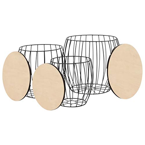 Festnight-Tables-gigognes-Table-Basse-3pcs-Table-de-Salon-Table-Basse-Design-en-Bois-Massif-Noir-en-Fer-0-1