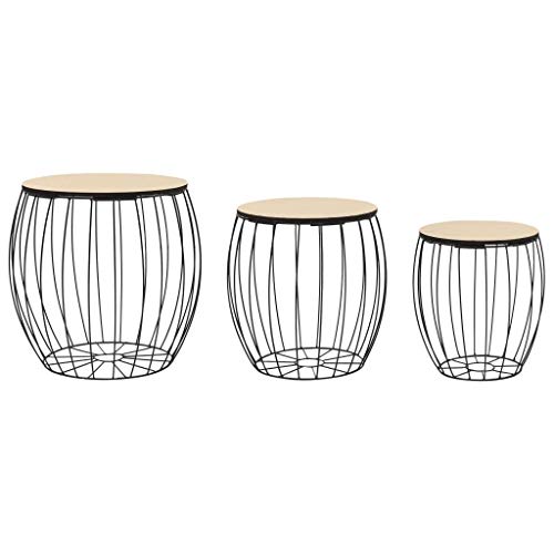 Festnight-Tables-gigognes-Table-Basse-3pcs-Table-de-Salon-Table-Basse-Design-en-Bois-Massif-Noir-en-Fer-0-2