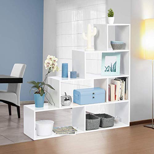 IDMarket-Bibliothque-escalier-Lina-bois-blanc-0-0