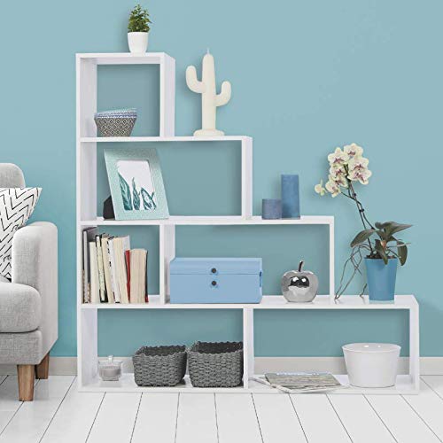 IDMarket-Bibliothque-escalier-Lina-bois-blanc-0-1