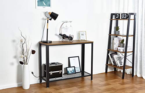 Meerveil-Table-de-Console-Table-dentre-Bout-de-Canap-Table-Caf-Style-Vintage-Industriel-pour-Salon-Entre-Chambre-Veinure-du-Bois-et-Armature-Mtallique-Rigide-0-0