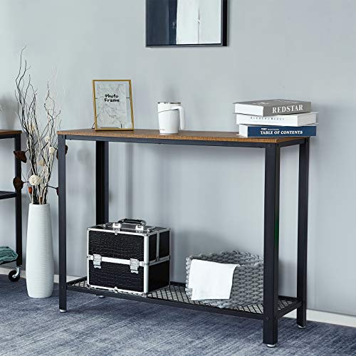Meerveil-Table-de-Console-Table-dentre-Bout-de-Canap-Table-Caf-Style-Vintage-Industriel-pour-Salon-Entre-Chambre-Veinure-du-Bois-et-Armature-Mtallique-Rigide-0-1