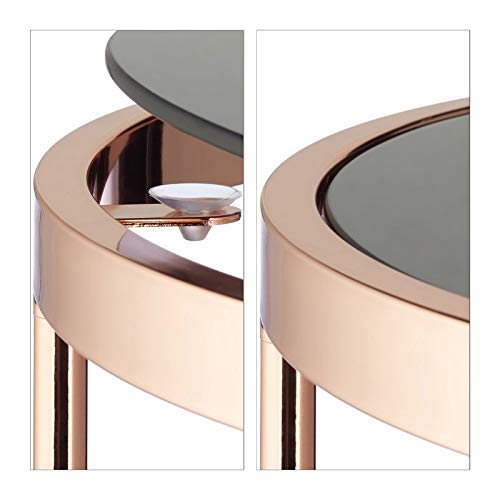 Relaxdays-dappoint-Ronde-Console-Table-Basse-Plateau-Verre-Noir-Lot-de-2-cuivre-Acier-Transparent-51-x-50-x-50-cm-0-1
