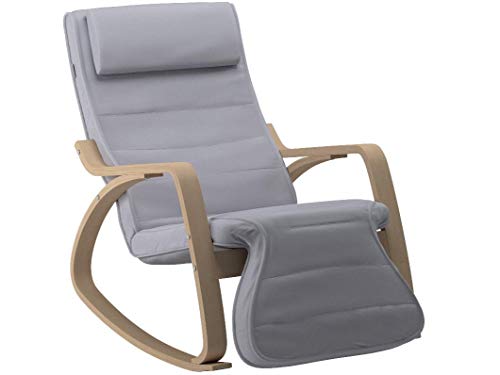 Songmics-LYY42G-Chaise--Bascule-5-Positions-avec-Support-rglable-pour-Mollet-Gris-Clair-67-x-115-x-91-cm-0
