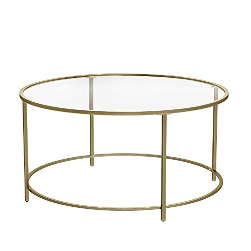 VASAGLE-Table-Basse-Ronde-Plateau-en-Verre-Tremp-Armature-Mtallique-Dore-Table-de-Salon-Bout-de-Canap-Robuste-et-Stable-Dcoratif-Dor-LGT21G-0