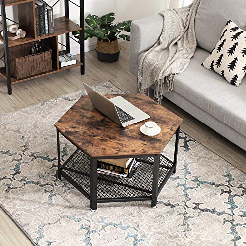 VASAGLE-Table-Basse-Vintage-Table-dappoint-Table-de-Salon-Armature-mtallique-Stable-tagre-de-Rangement-en-Treillis-Hexagonal-Aspect-Bois-LCT16X-0-0