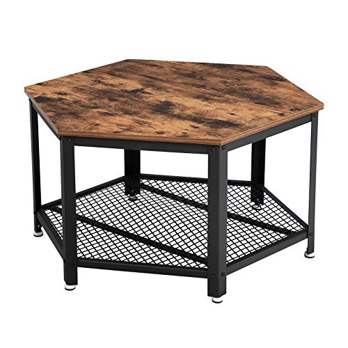 VASAGLE-Table-Basse-Vintage-Table-dappoint-Table-de-Salon-Armature-mtallique-Stable-tagre-de-Rangement-en-Treillis-Hexagonal-Aspect-Bois-LCT16X-0
