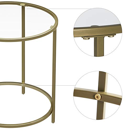 VASAGLE-Table-dAppoint-Ronde-Plateau-en-Verre-Tremp-Armature-Mtallique-Dore-Bout-de-Canap-Table-Console-Table-de-Chevet-Salon-Balcon-Robuste-et-Stable-Dcoratif-Dor-LGT20G-0-2