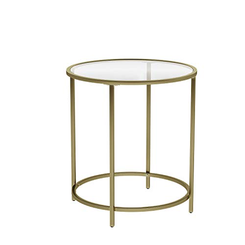 VASAGLE-Table-dAppoint-Ronde-Plateau-en-Verre-Tremp-Armature-Mtallique-Dore-Bout-de-Canap-Table-Console-Table-de-Chevet-Salon-Balcon-Robuste-et-Stable-Dcoratif-Dor-LGT20G-0