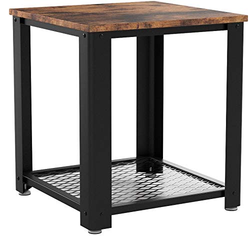 VASAGLE-Table-dappoint-Table-de-Chevet-Bout-de-canap-Montage-Facile-Table-Basse-avec-Rangement-Armature-en-Mtal-pour-Salon-Chambre-Style-Industriel-Rtro-LET41X-0
