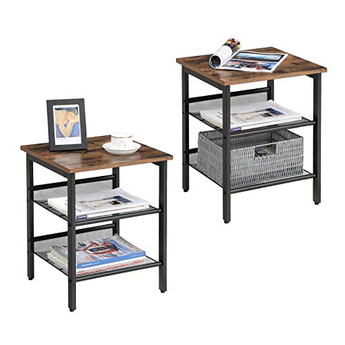 VASAGLE-Table-de-Chevet-Bout-de-Canap-Set-de-2-Table-dAppoint-de-Style-Industriel-Grand-Espace-de-Rangement-Montage-Facile-pour-Salon-Chambre-Couloir-Bureau-Rtro-LET24X-0-2
