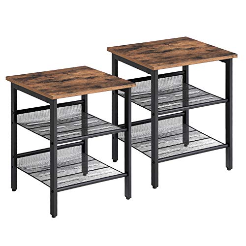 VASAGLE-Table-de-Chevet-Bout-de-Canap-Set-de-2-Table-dAppoint-de-Style-Industriel-Grand-Espace-de-Rangement-Montage-Facile-pour-Salon-Chambre-Couloir-Bureau-Rtro-LET24X-0