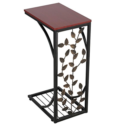 Yaheetech-Table-dappoint-Table-basse-en-forme-de-C-avec-motif-de-feuilles-Table-de-salon-Bout-de-canap-0