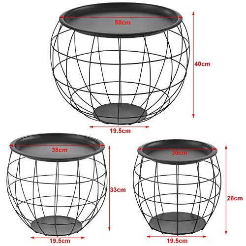encasa-Kit-de-3-Tables-Gigognes-Tables-de-Salon-Tables-Basses-Paniers-Mtal-Noir-Plusieurs-Tailles-0-0