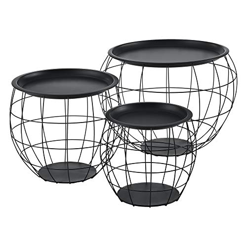 encasa-Kit-de-3-Tables-Gigognes-Tables-de-Salon-Tables-Basses-Paniers-Mtal-Noir-Plusieurs-Tailles-0