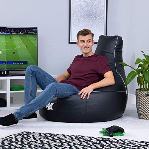 i-eX-Chaise-de-Jeux-et-Tabouret-Gratuit-Faux-Cuir-Une-Chaise-Pouf-Poire-de-Jeux-Taille-Homme-Idal-pour-Ceux-Qui-Jouent-aux-Jeux-de-vidos-AcierNoir-0-0