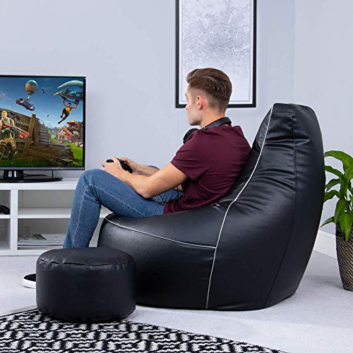 i-eX-Chaise-de-Jeux-et-Tabouret-Gratuit-Faux-Cuir-Une-Chaise-Pouf-Poire-de-Jeux-Taille-Homme-Idal-pour-Ceux-Qui-Jouent-aux-Jeux-de-vidos-AcierNoir-0-1