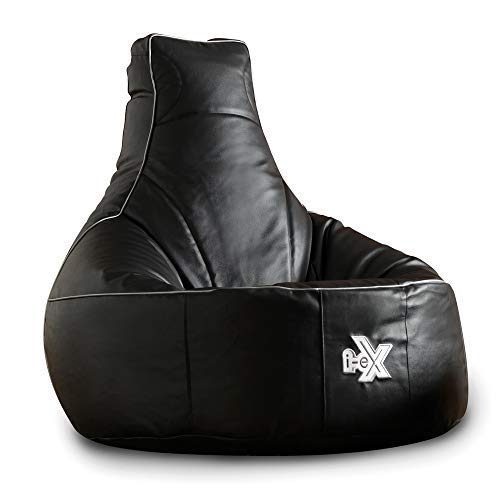 i-eX-Chaise-de-Jeux-et-Tabouret-Gratuit-Faux-Cuir-Une-Chaise-Pouf-Poire-de-Jeux-Taille-Homme-Idal-pour-Ceux-Qui-Jouent-aux-Jeux-de-vidos-AcierNoir-0