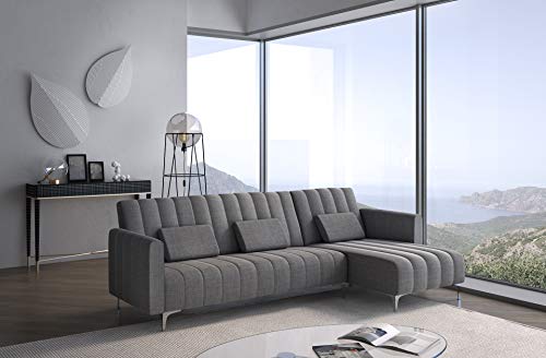 Comfort-Canap-dangle-Convertible-en-lit-Chaise-Longue-Milano-de-267cm-Convertible-en-lit-rversible-Gris-Clair-avec-Rayures-0-0