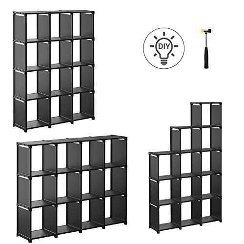 SONGMICS-Cube-de-Rangement-Bibliothque--12-Casiers-Placard-modulable-tagre-de-Rangement-au-Salon-dans-la-Chambre-Salle-de-Bain-105-x-30-x-140-cm-Maillet-en-Caoutchouc-fourni-0-2