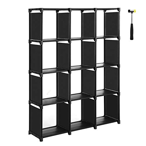 SONGMICS-Cube-de-Rangement-Bibliothque--12-Casiers-Placard-modulable-tagre-de-Rangement-au-Salon-dans-la-Chambre-Salle-de-Bain-105-x-30-x-140-cm-Maillet-en-Caoutchouc-fourni-0